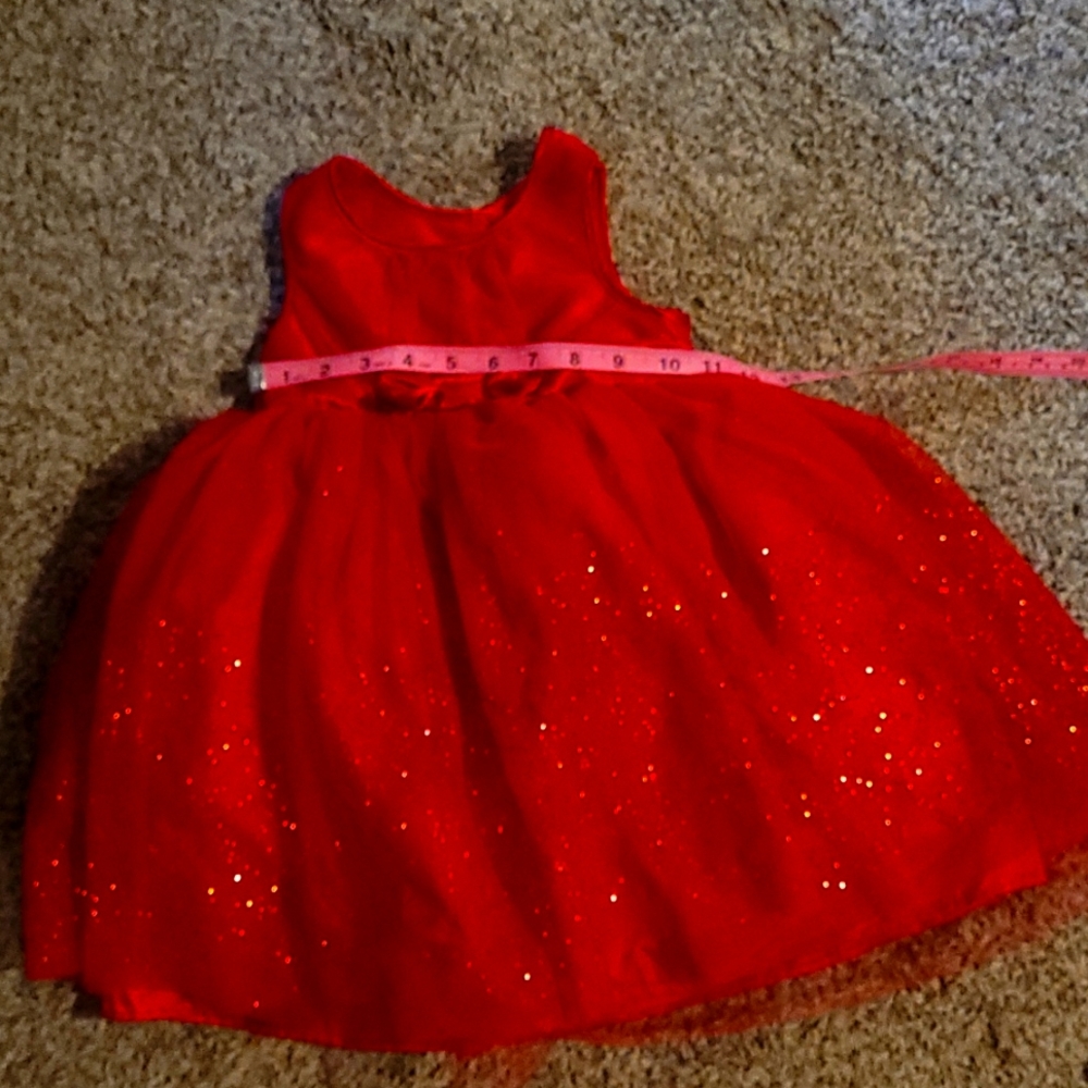 OSHKOSH T3 RED TULLBGLITTER HOLIDAY DRESS.